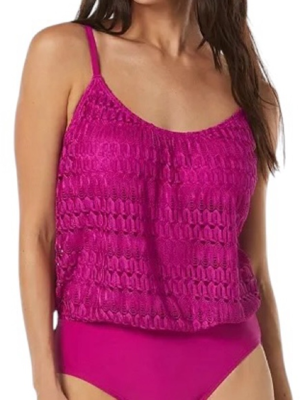 Contours by Coco Reef Amaris Lace One Piece Swimsuit Magenta Size 10 / 34C/D New - Picture 2 of 8